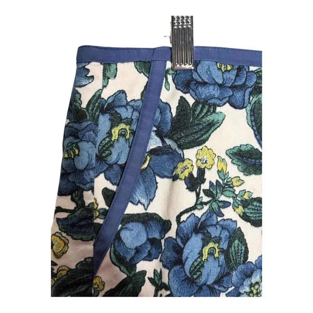 Ann Taylor Loft Skirt Womens Size Small Blue White Floral Cotton Skirt size 12